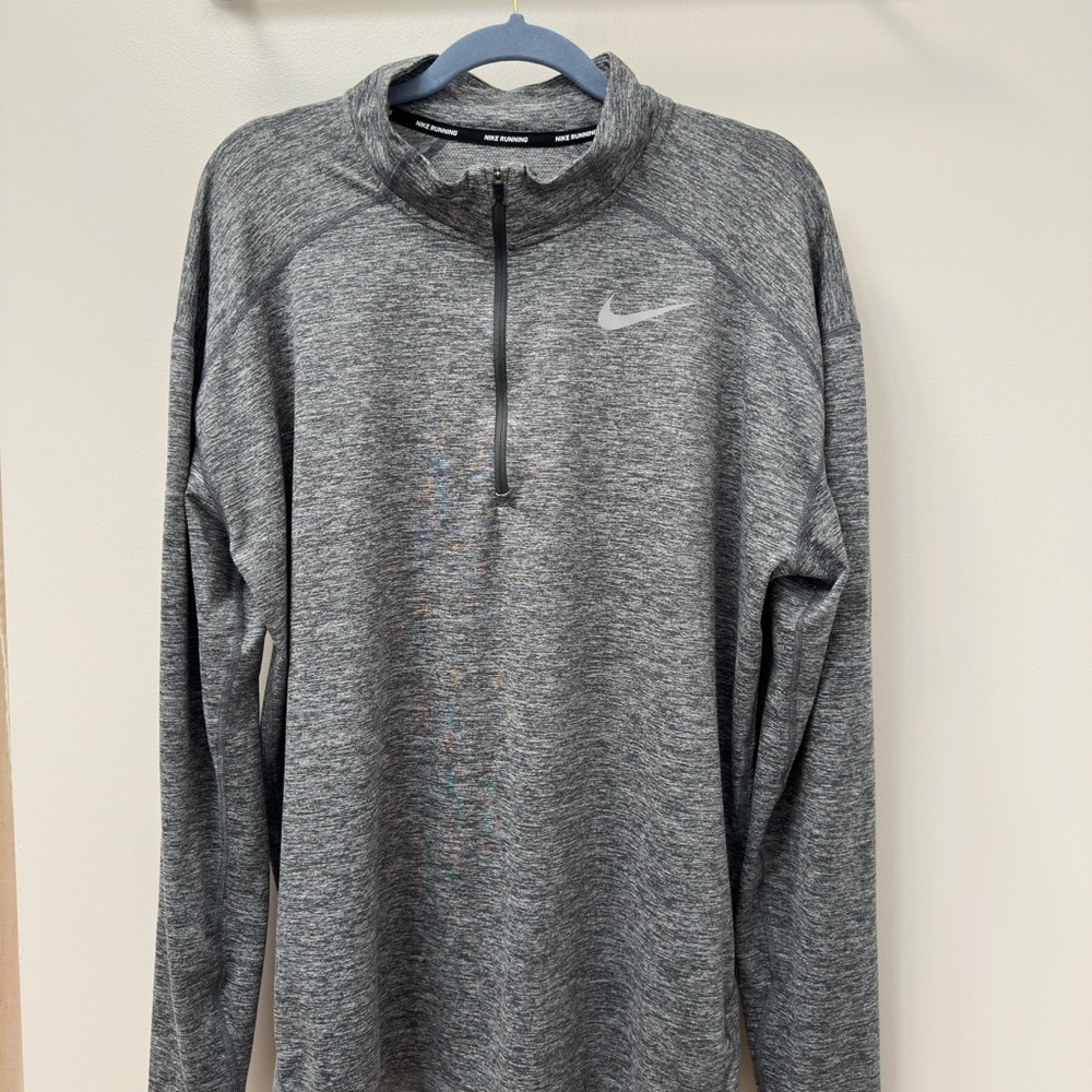 Nike Running Dri Fit Gray Quarter Zip Up Sweater with Performance Fabric